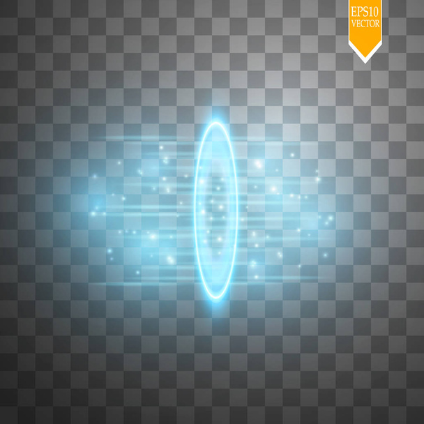 Round blue glow rays night scene with sparks on transparent background. Show party. Beam stage. Magic portal. teleport. Vector - Vettoriali, immagini