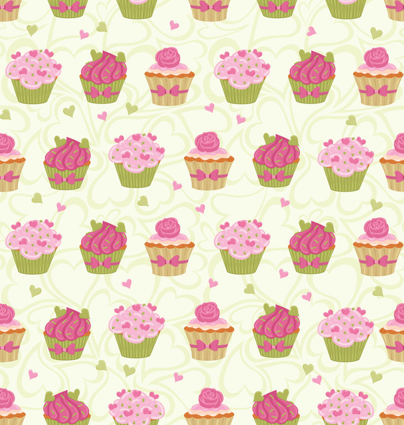 Cupcakes Pattern - Vector, Image