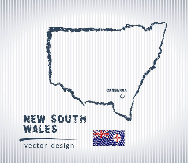 Carte à la craie vectorielle de Nouvelle-Galles du Sud isolée sur fond blanc
 - Vecteur, image