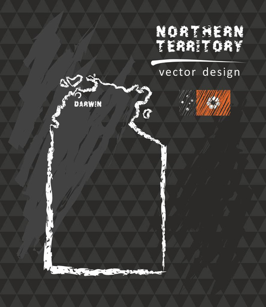 Χάρτης Βόρειας επικράτειας, κιμωλία σκίτσο διάνυσμα εικονογράφηση - Διάνυσμα, εικόνα
