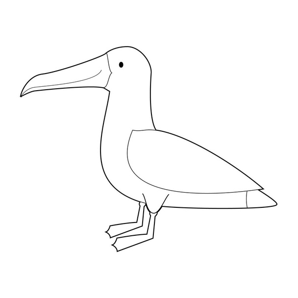 Easy Coloring drawings of animals for little kids: Albatross - Vettoriali, immagini