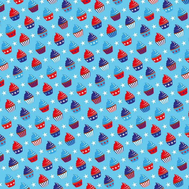 4th of July background with cupcakes on blue background  - Foto, afbeelding