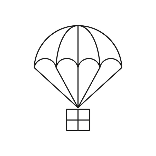 Parachute met lading pictogram - Vector, afbeelding