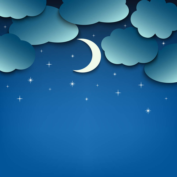 Night sky with clouds and moon template vector eps 10 - Vector, imagen