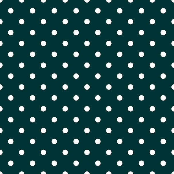 Patrón de vector de azulejos con lunares blancos sobre fondo verde oscuro para una decoración sin costuras fondo de pantalla
 - Vector, Imagen