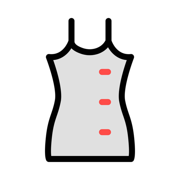 Grey, black and red slim dress with buttons isolated on white background - ベクター画像