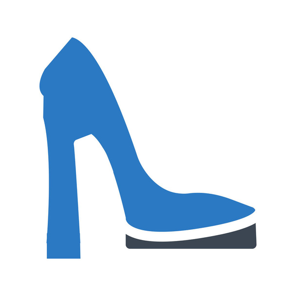 Blue high heel shoe in flat style isolated on white background - Vektör, Görsel