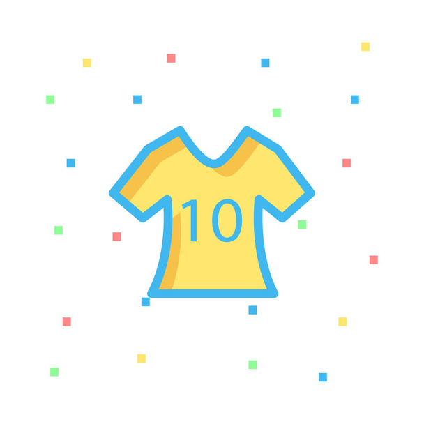 Yellow and blue t-shirt with number 10 on white background with colourful pixels  - Vektor, Bild