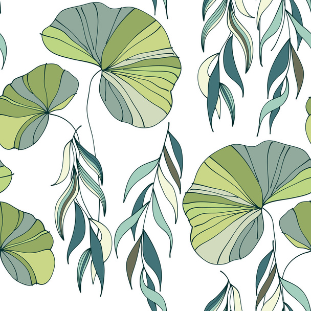 lily willow branches seamless pattern background - Vecteur, image