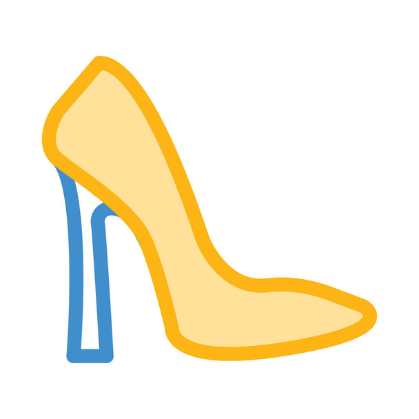 Simple Yllow and blue high heel shoe isolated on white background - Διάνυσμα, εικόνα