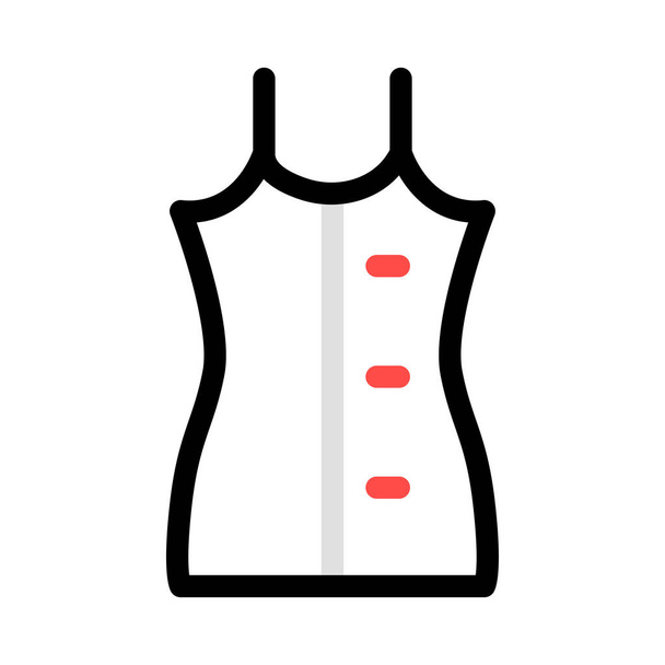 Grey, black and red slim dress with buttons isolated on white background - Vector, Imagen
