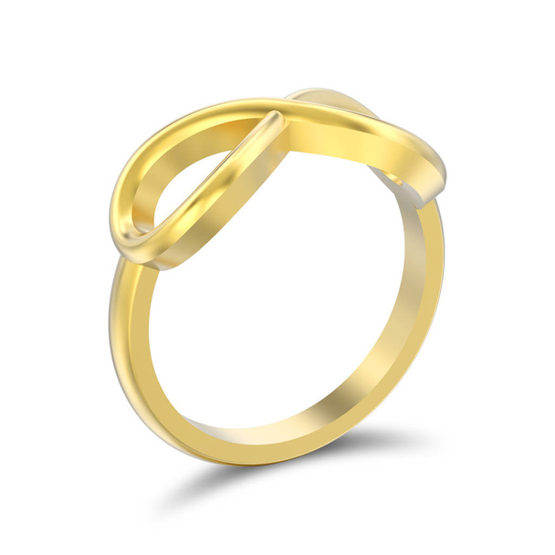 3D illustration isolated gold simple infinity ring with shadow on a white background - Photo, Image