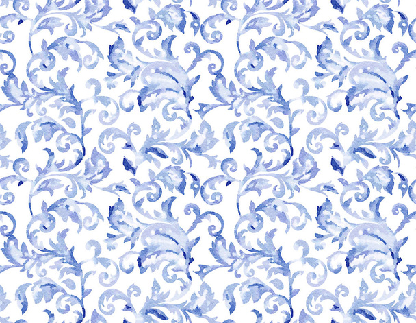 Seamless Watercolor Blue Abstract Pattern - Foto, imagen