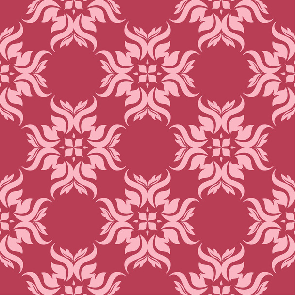 Floral ornament on red background. Seamless pattern for textile and wallpapers - Вектор,изображение