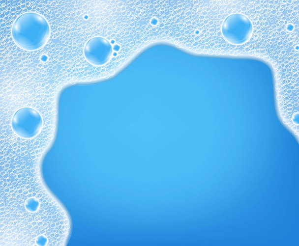 Ilustração vetorial criativa de bolhas de sabão de ar de água realistas isoladas no fundo. Art design shampoo pano de fundo de espuma. Elemento gráfico conceito abstrato com espaço de cópia lugar para texto
. - Vetor, Imagem