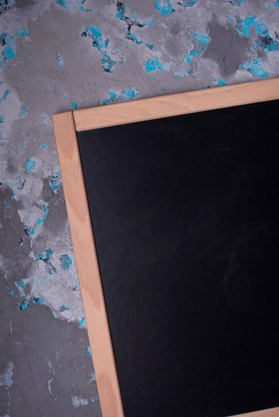 Empty chalkboard in wooden frame. Top view - Foto, Bild