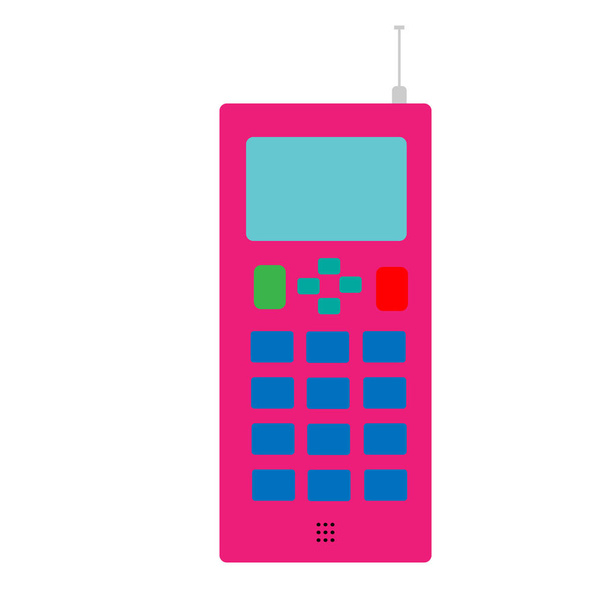 Vecchio semplice rosa grande pulsante quadrato retrò hipster vintage cellulare con un'antenna dipinta da un ictus
. - Vettoriali, immagini
