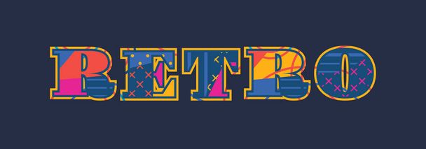 Das Wort Retro-Konzept in farbenfroher abstrakter Typografie. Vektor eps 10 verfügbar. - Vektor, Bild