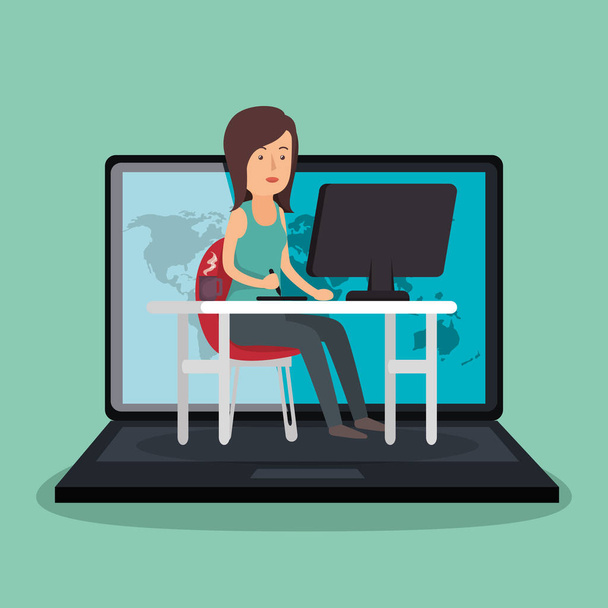 businesswoman working avatar character - Vector, Image