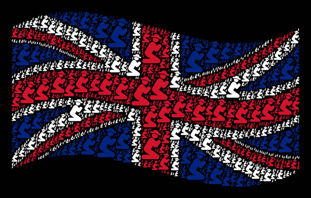 Waving Great Britain Flag Mosaic of Gentleman Pray Icons - Vector, imagen