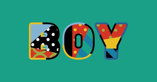 The word BOY concept written in colorful abstract typography. Vector EPS 10 available. - Vector, Image