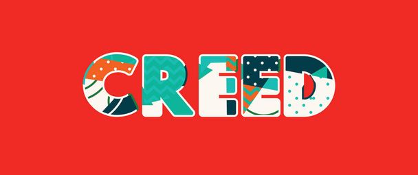 Koncepcja Creed słowo napisane w kolorowy streszczenie typografii. Wektor Eps 10 dostępne. - Wektor, obraz