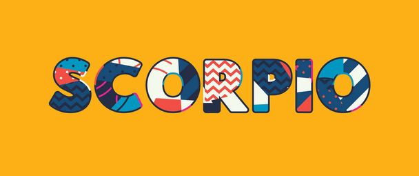The word SCORPIO concept written in colorful abstract typography. Vector EPS 10 available. - Vecteur, image