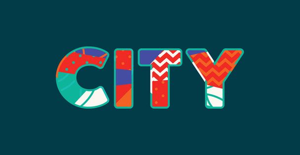 La palabra CITY concepto escrito en tipografía abstracta de colores. Vector EPS 10 disponible
. - Vector, Imagen