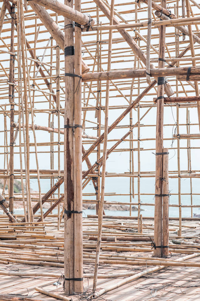Lähikuva bambu rakennustelineet Hongkongissa, kukaan
 - Valokuva, kuva