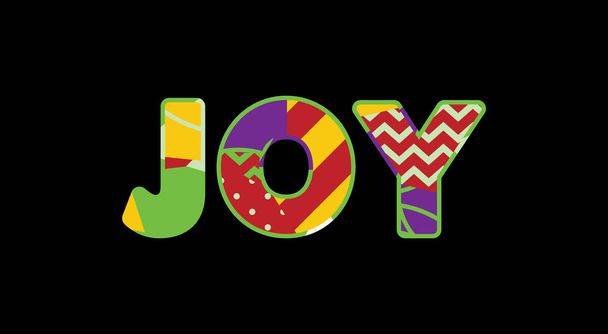 A palavra JOY conceito escrito em tipografia abstrata colorida. Vetor EPS 10 disponível
. - Vetor, Imagem