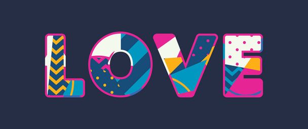 Het woord liefde concept geschreven in kleurrijke abstracte typografie. Vector Eps 10 beschikbaar. - Vector, afbeelding