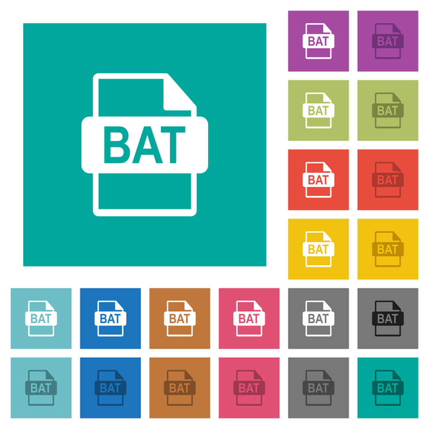 Formato di file BAT icone piatte multicolori su sfondi quadrati semplici. Incluse varianti di icone bianche e scure per effetti hover o attivi
. - Vettoriali, immagini