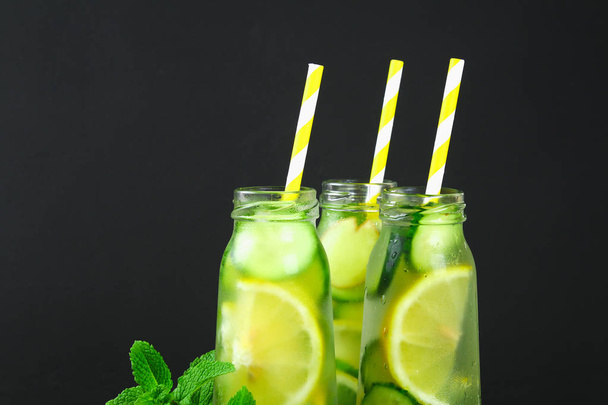 Sassy water. Fresh cool water with cucumber, lemon, ginger and mint. Detox and weight loss - Valokuva, kuva