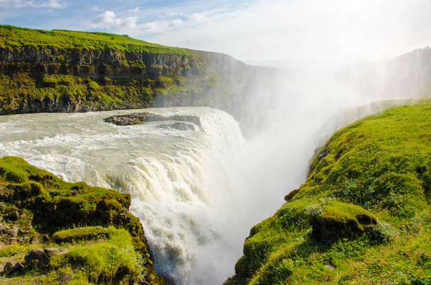 Gullfoss - beautiful waterfall in Iceland - Fotoğraf, Görsel