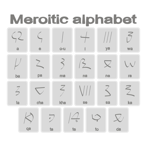 Tasarımınız için Meroitik alfabesi ile tek renkli simgeler kümesi - Vektör, Görsel