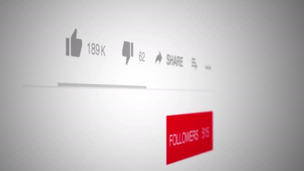 Detailní záběr z videa rád, Unlikes, odebírat čítače - rychle rostoucí - Záběry, video