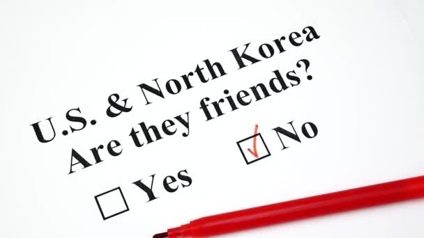 Concepto de guerra o amistad entre Estados Unidos de América y Corea del Norte
 - Metraje, vídeo
