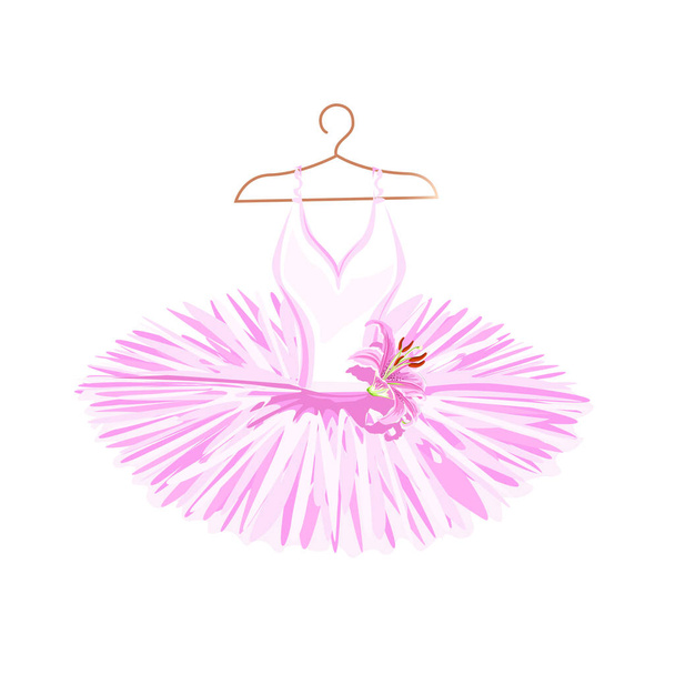 Watercolor ballet tutu on a hanger. Vector illustration. - Vektör, Görsel