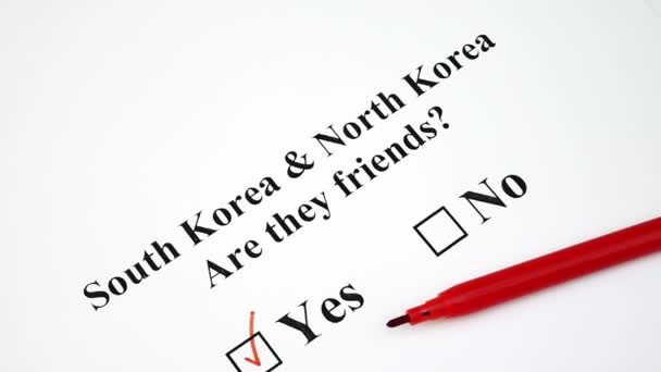 Konzept von Krieg oder Freundschaft und Atomgesprächen zwischen Süd- und Nordkorea - Filmmaterial, Video