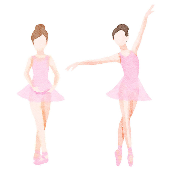 水彩の若いバレエ ダンサー図 - 写真・画像