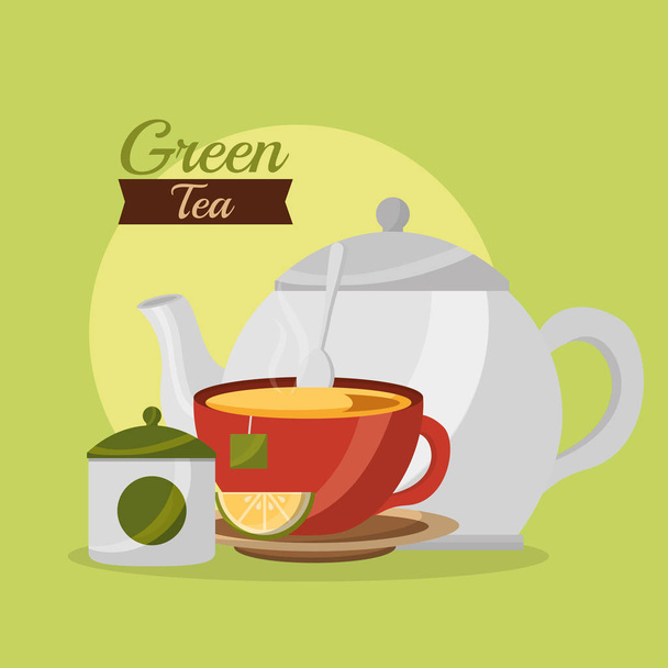coffee and tea time - Vector, Image