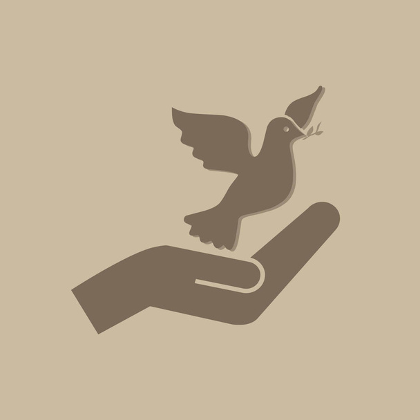 Taube und Hand-Vektor-Symbol - Vektor, Bild