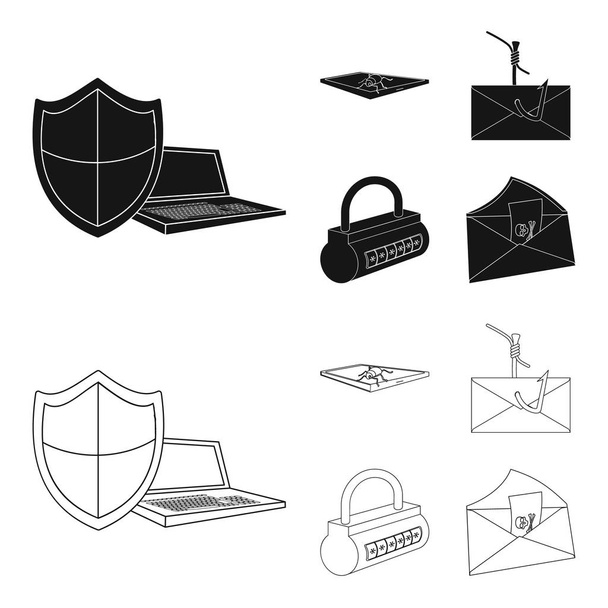 Хакер, система, з'єднання .Hackers і злом набору піктограм колекції в чорному, контурному стилі векторний символ стокової ілюстрації веб
. - Вектор, зображення