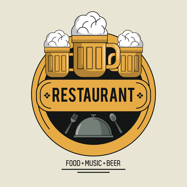 Restaurant food music and beer - Vector, Image