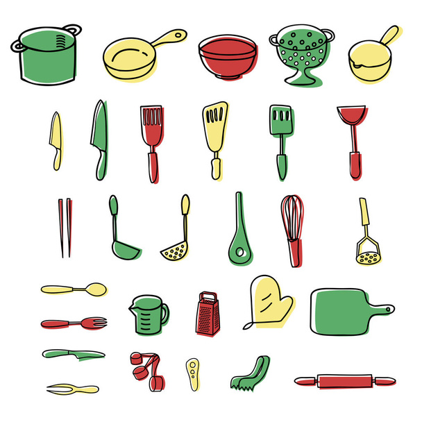 Keuken koken toestel illustratie set - Vector, afbeelding