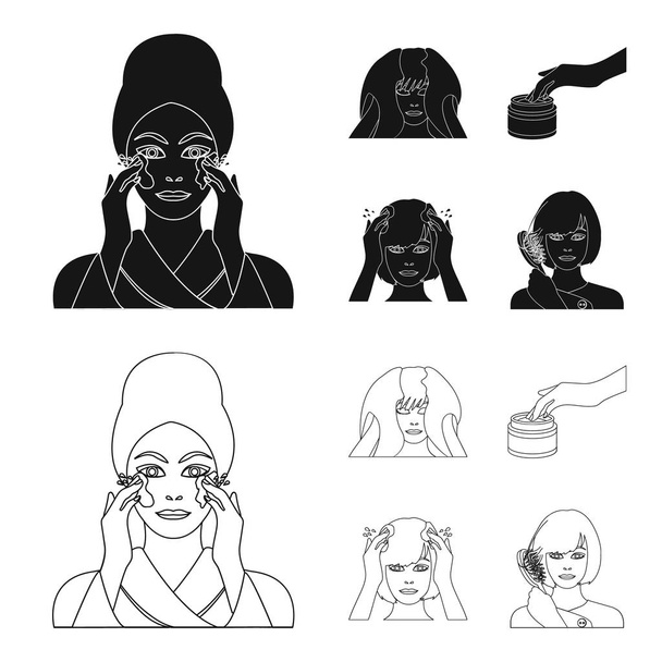 Cosmetic, salon, hygiene, and other web icon in black,outline style. Napkin, hygienic, hairdresser, icons in set collection. - Vektor, obrázek