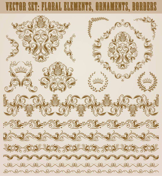 Set of vector damask ornaments. - Vettoriali, immagini