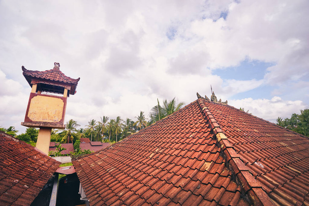 Backyard view with tiled roofs. Balinese architecture. - Valokuva, kuva