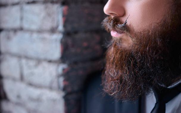 Perfect beard and mustache. Close-up of young bearded man. - Foto, Imagem