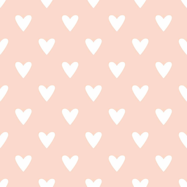 Kachelvektormuster mit weißen Herzen auf pastellfarbenem Hintergrund - Vektor, Bild